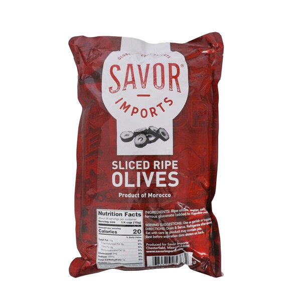 Savor Imports Sliced Ripe Moroccan Olives 33 oz., PK10 676757 - main